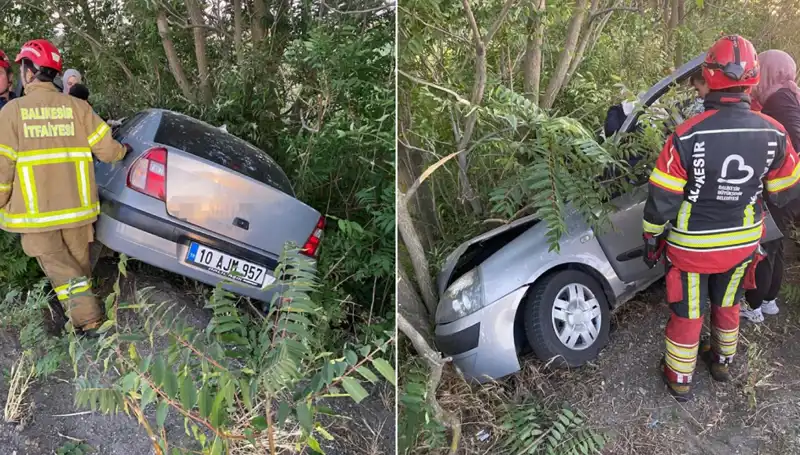 Balıkesir’de Otomobil Şarampole Yuvarlandı: İki Yaralı Kurtarıldı!